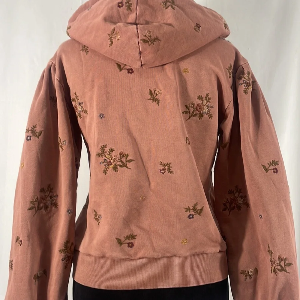 Anthropology Driftwood,Sweatshirt, Hoodie,distressed,floral,Rose,Burgundy,S - Picture 7 of 11